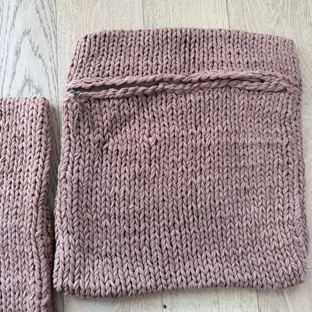 Pottery Barn Bayside Stitch Mauve Pink Heavyweight Knit Pillow Cover 20” X 20”